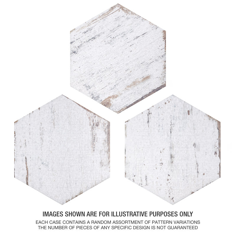 Retro 7" x 8" Porcelain Wood Look Wall & Floor Tile, Blanc