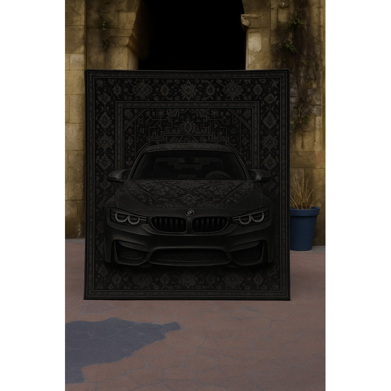 Tapis noir Mosso, 4'11" x 9'10"