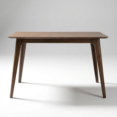 Mid-Century Modern Dining Table with Solid Wood Legs and Faux Wood Tabletop