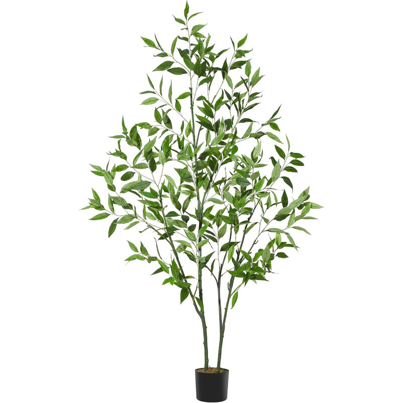 Arbre d'eucalyptus artificiel de 7 pi, tiges flexibles, plante artificielle réaliste pour l'intérieur et l'extérieur, feuilles réalistes