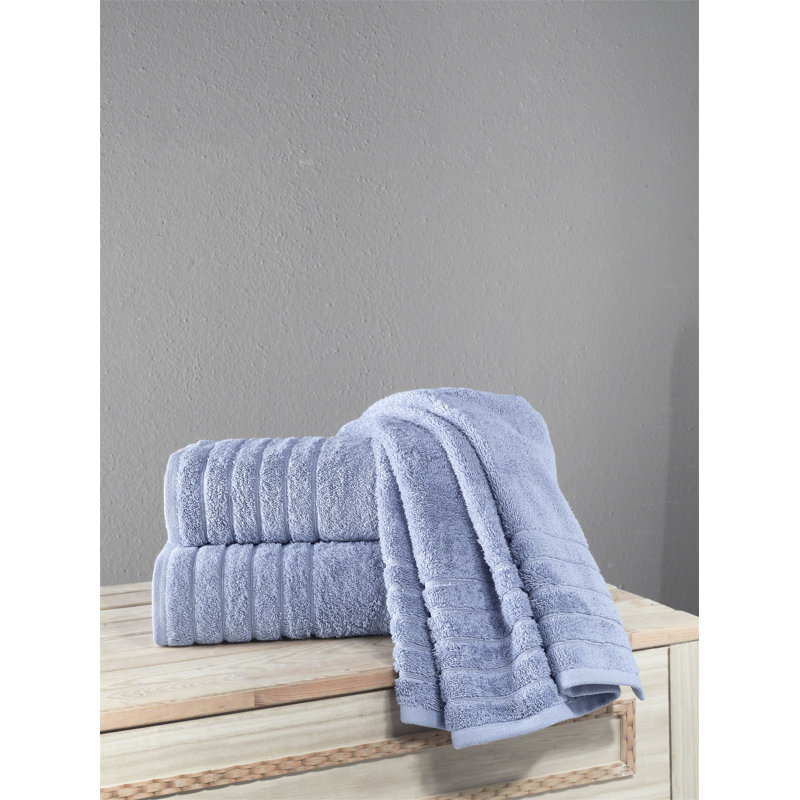 Shantae 56" L x 30" W 3-Piece Cotton Bath Towel Set, Blue