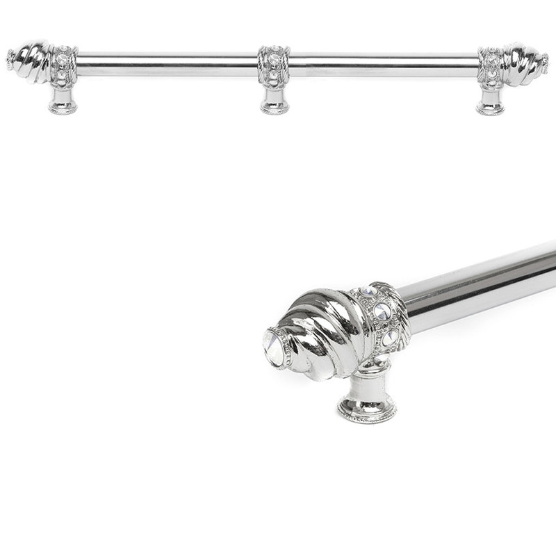 Caché 18 inches c.c. with 5/8 smooth center long pull with 23 rivoli Swarovski Clear Crystals with center brace in Platinum