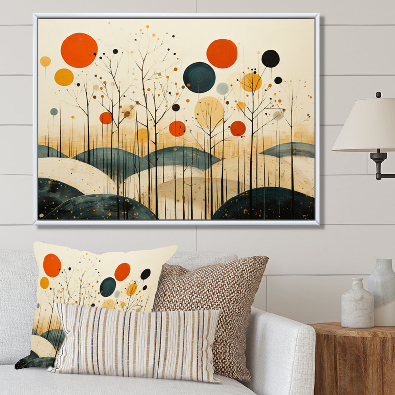 Art coloré sur toile Minimalist, H 34 po x l 44 po x P 1,5 po, Cadre flottant blanc
