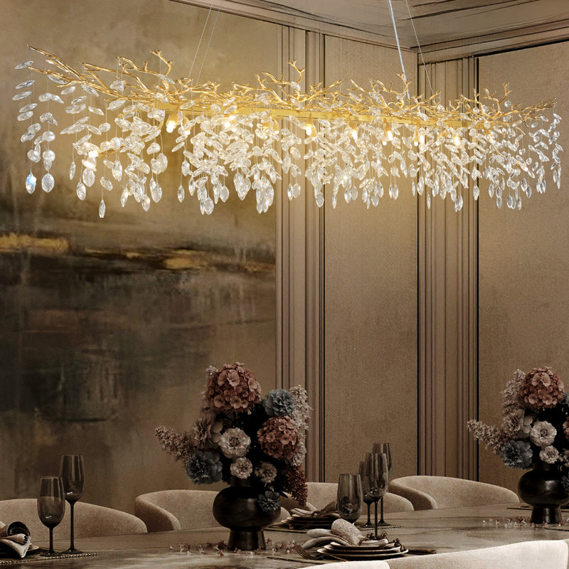 Lustres en cristal Erdenheim, Doré, H 16,9 po x l 70,8 po x P 25,5 po
