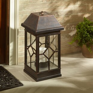 Lavish Home 13.25 in. Antique Bronze Outdoor Solar Powered Lantern