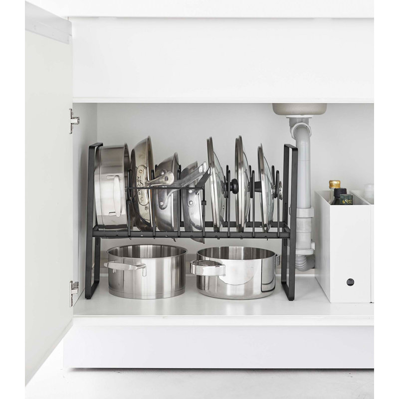 Black Adjustable Steel Pots and Pans Organizer