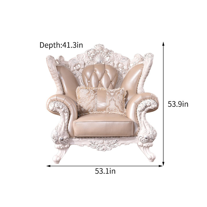 Fauteuil en cuir véritable capitonné European Luxury