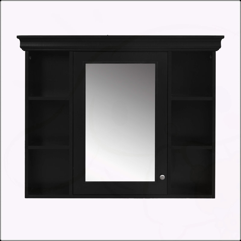 Armoire de salle de bain murale moderne avec plusieurs options de rangement et porte miroir, Noir