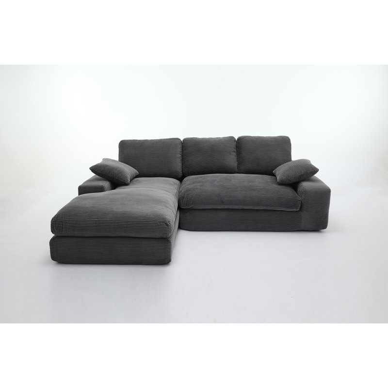 Modern Modular L-shape Sectional Sofa With Chaise, Gray Corduroy