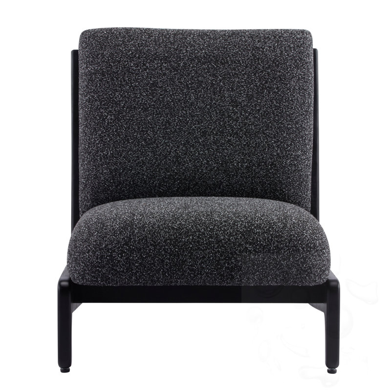 Chaise d'appoint rembourrée en bois avec dossier, Gris foncé, Noir