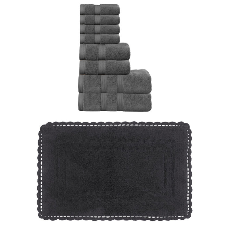 Ensemble de serviettes de bain 100% coton 2 pièces Colson et 1 tapis de bain 21 x 34 po Colson (ensemble de 3), ivoire