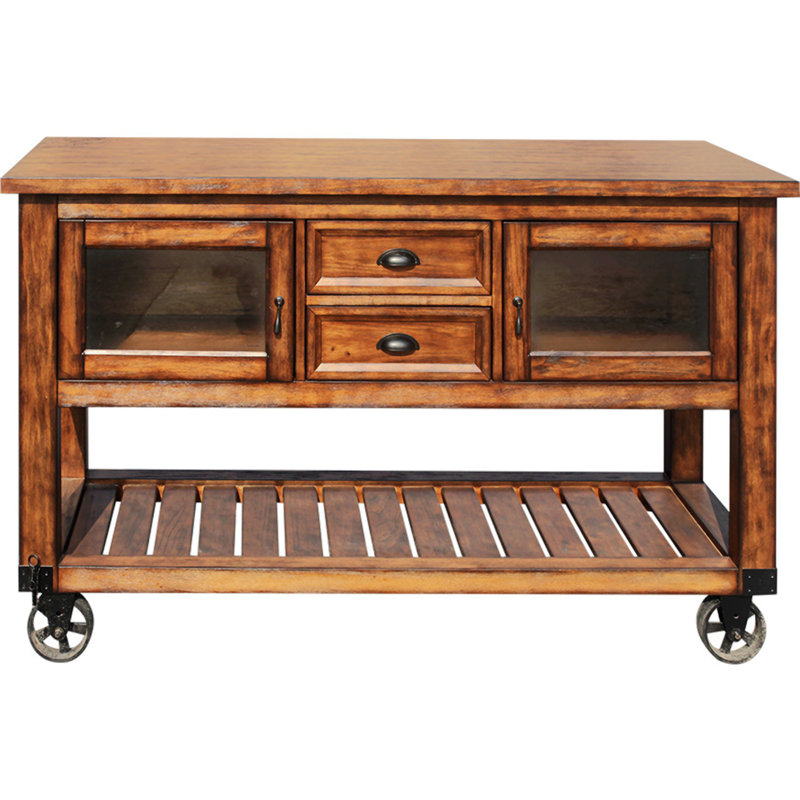 Juran Rectangular Kitchen Cart in Distressed Chestnut