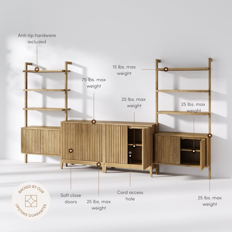 Martinsen Sideboard And Bookcase Set Entertainment Center, Natural