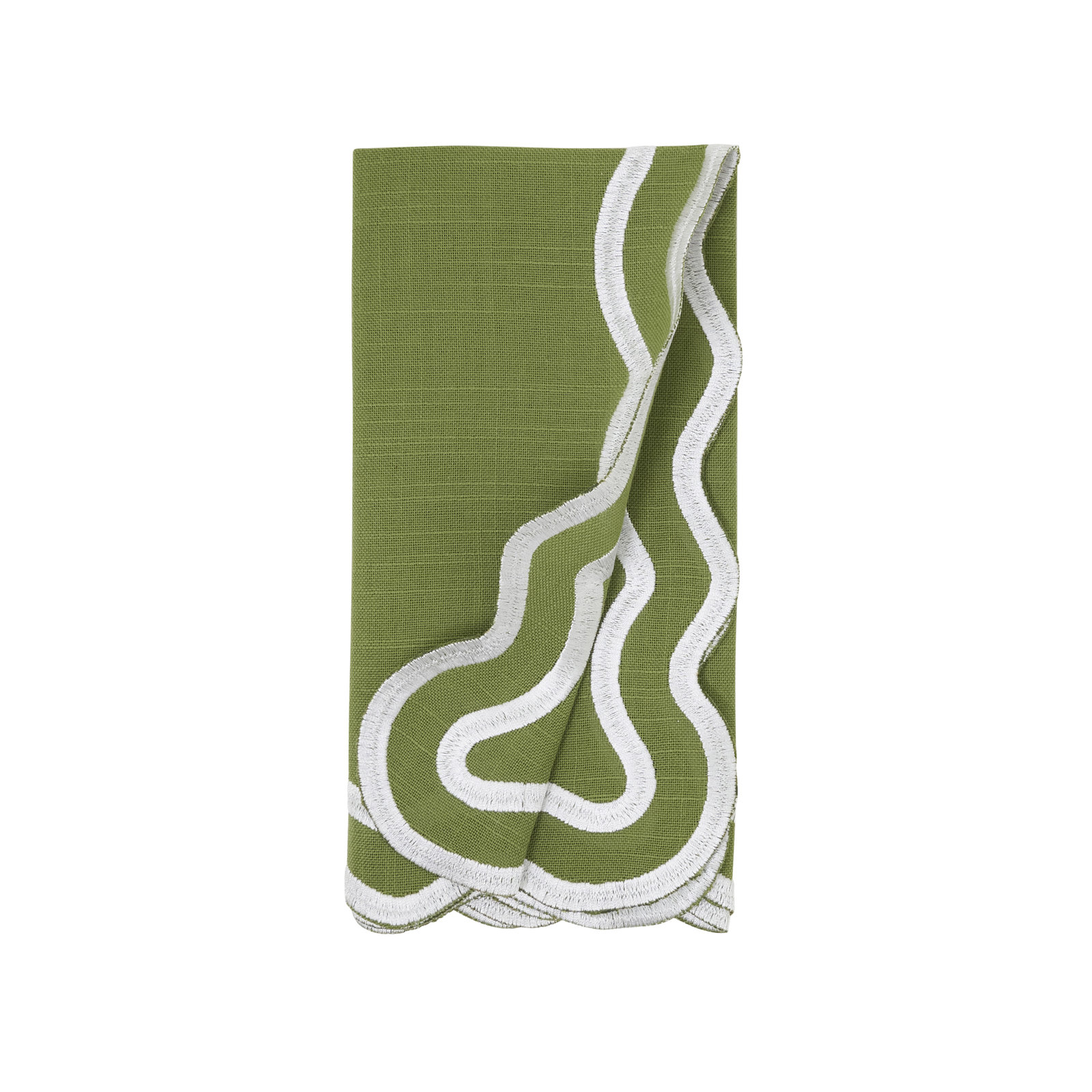 Scalloped Cotton Napkin, Kiwi