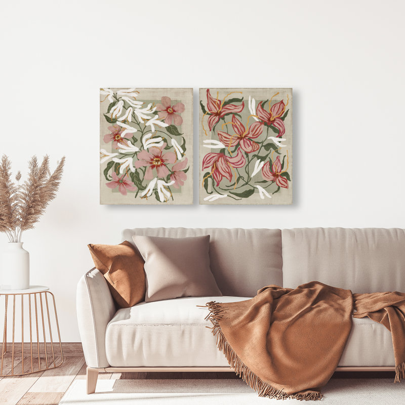 Lilies Flower Set Floral & Botanical Canvas Print by Oliver Gal, Black Frame, 16 x 20, 24" H x 20" W, Gallery Wrapped