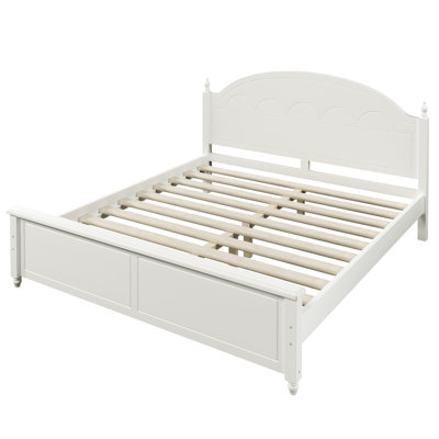 Wooden Bed Frame with Arched Headboard and Classic Design