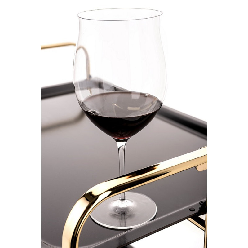  Chariot de cuisine et de bar pliable à 2 niveaux sur roulettes - Cadre plaqué or, tablettes noires, Noir