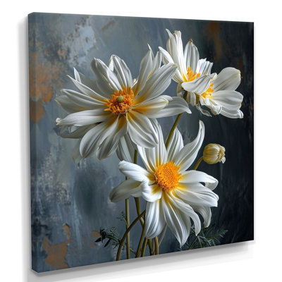 Trois fleurs de marguerite blanche - impression d'art mural marguerite