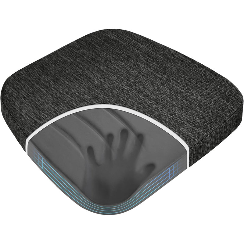 Patented Dual-Layer Foam Chair Cushion Silicone Non-Slip Base with Fixing Straps 17x16 Inch