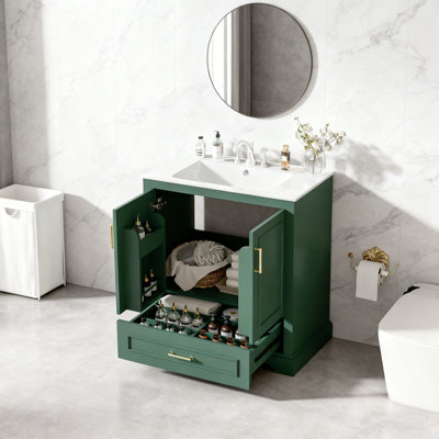 30-Inch Bathroom Vanity with Sink and Divider Drawer