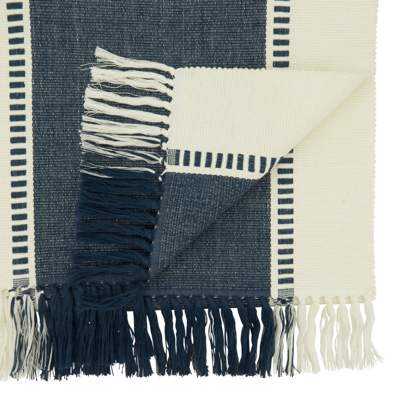 Sonny Collection Geometric Table Runnner, Navy Blue