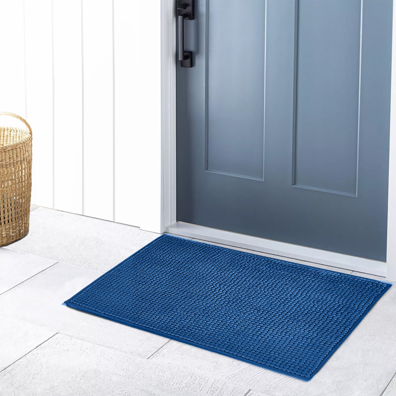 Door mat chenille nonslip for Bath and Kitchen Rug 60x90, NAVY