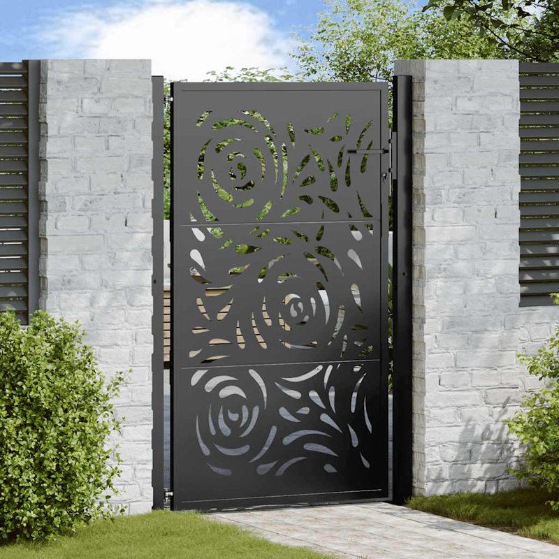  Garden Gate Steel Flame Design, 105 x 155 cm, Black