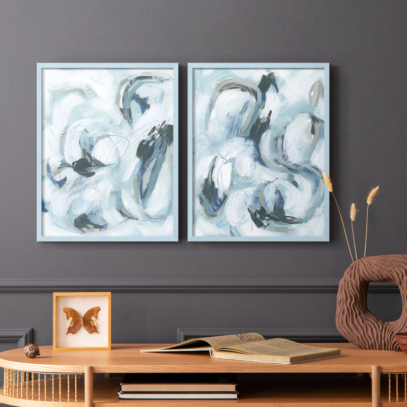 Reproduction encadrée de qualité supérieure - prêt à accrocher - aucun clou requis - aucun clou requis, Bleu