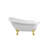 61" Streamline Clawfoot Soaking Acrylic Bathtub With Drain, Clawfeet, and Bamboo Tray-63425094-51346611