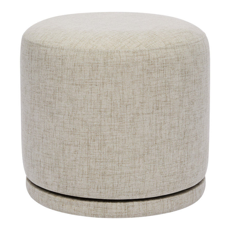 17.7" W Fully Assembled Swivel Ottoman with Acacia Solid Wood Frame, Linen Upholstered Footrest, 500lbs, Beige
