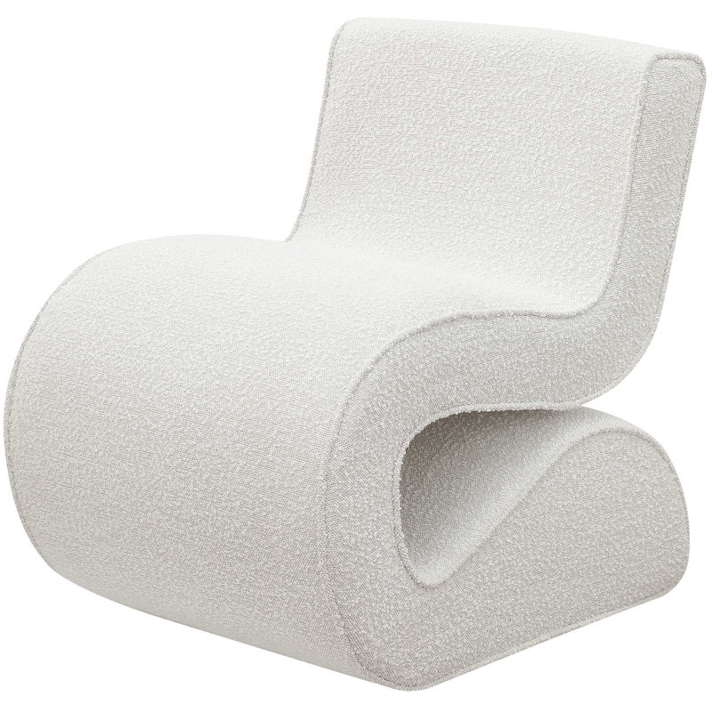 Chaise courbée sans accoudoirs Austin Boucle, Crème