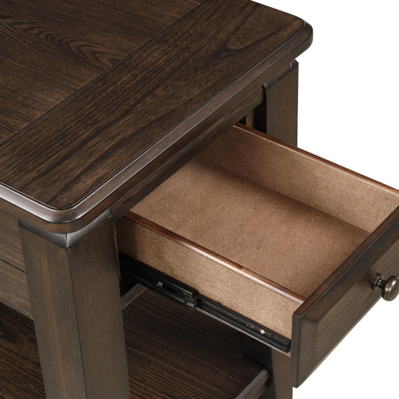 Mahogany Traditional Chairside Table W/ Storage