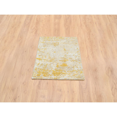 Tapis oriental noué à la main à motif abstrait en laine et en soie noué à la main 2 po x 2 po 9 po 6651ED476EA44D2E810D7A0DE97C970E