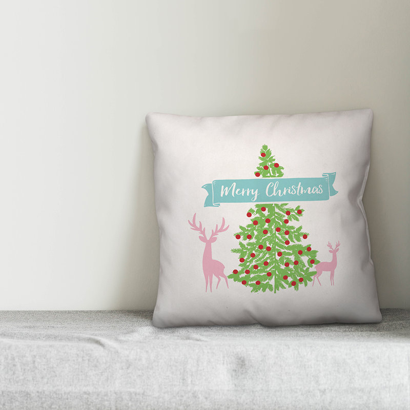  Coussin Merry Christmas, 16 po x 1 po, Housse de coussin seulement - Insert
