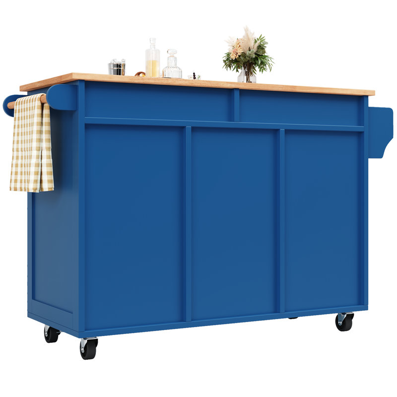 122 cm W Kitchen Island with, Blue