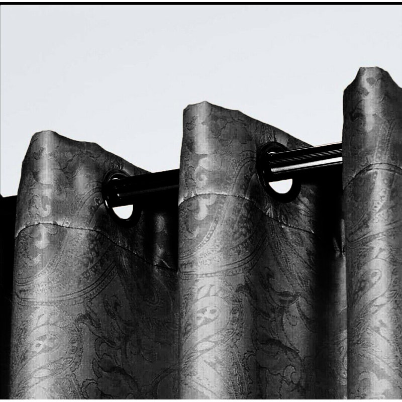 Semi Sheer Curtain Pair, Black, 228 W x 137 D cm