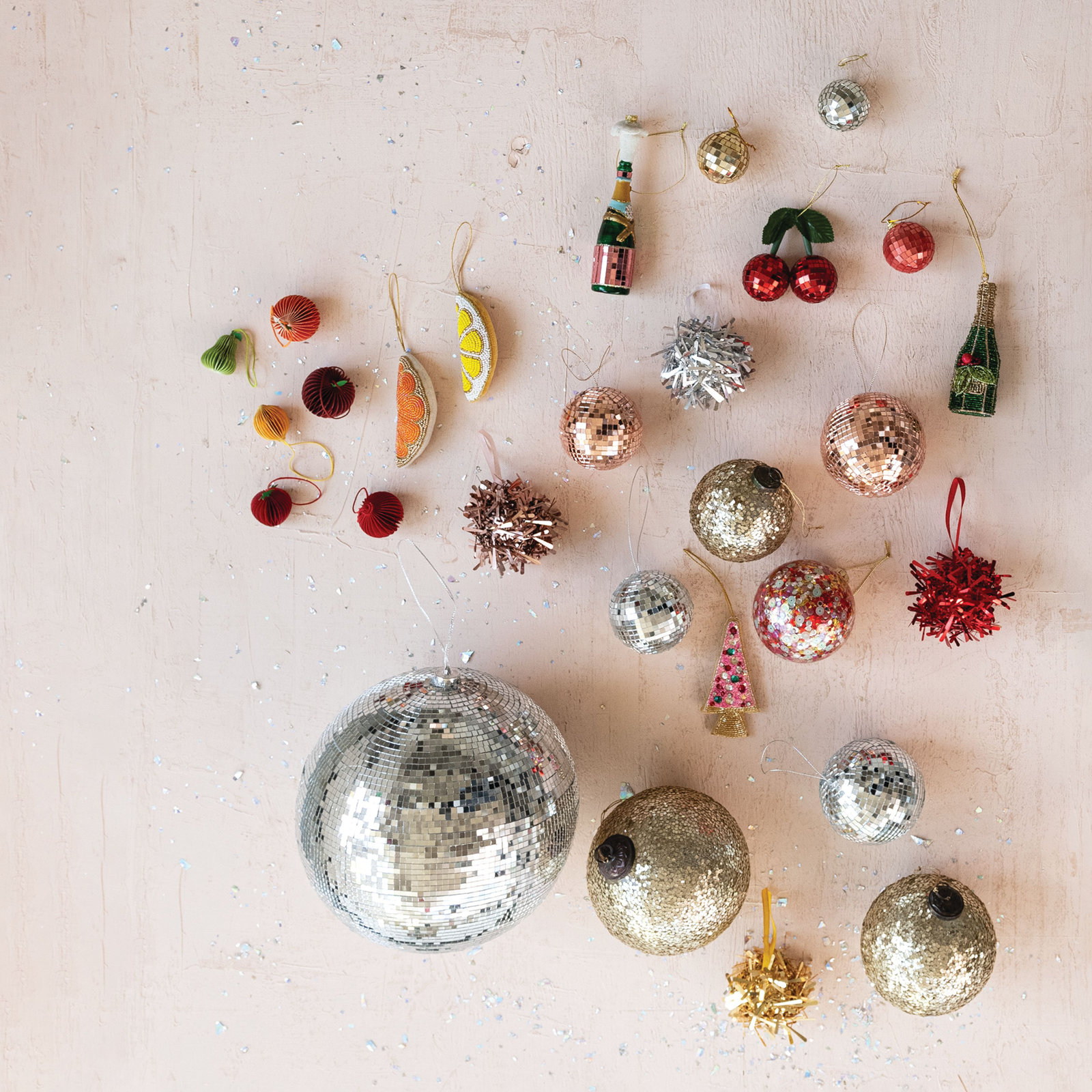 Small Foam And Mirrored Glass Mosaic Ball Ornament, 3.13" H x 3.13" W x 3.13" D