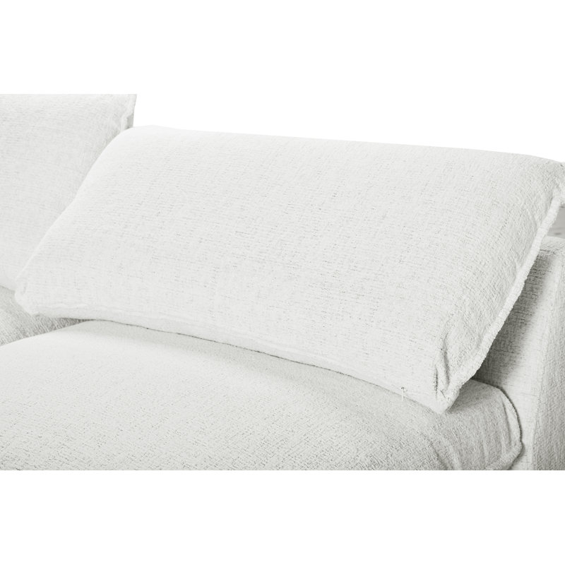 Upholstered Modular Sleeper Sofa With Two Ottomans, White Polyester