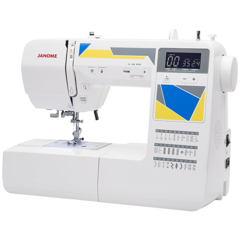 White Computerized Sewing Machine with LCD Screen and 30 Stitches