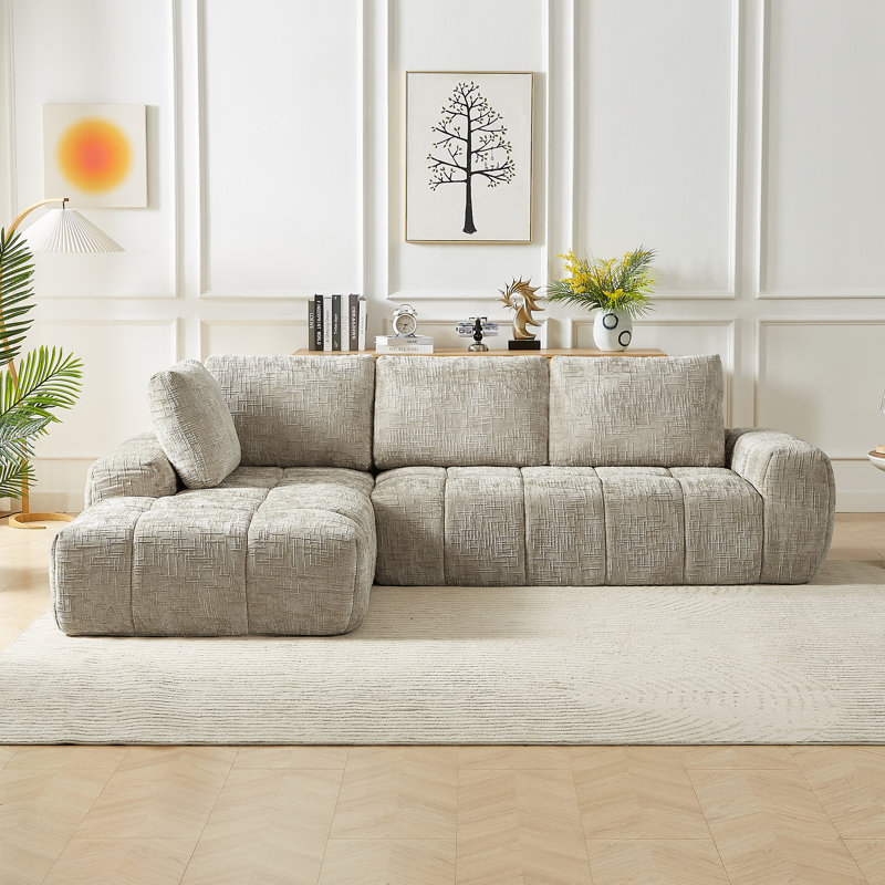 Canapé modulaire surdimensionné en forme de L surdimensionné - Canapé-lit capitonné minimaliste pour la maison et les espaces de réception