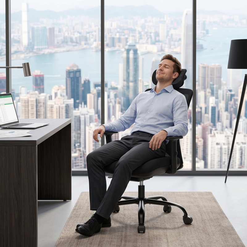 Fauteuil de conférence ergonomique, fauteuil de travail avec dossier et coussin en mousse à mémoire de forme, fauteuil de bureau lombaire réglable