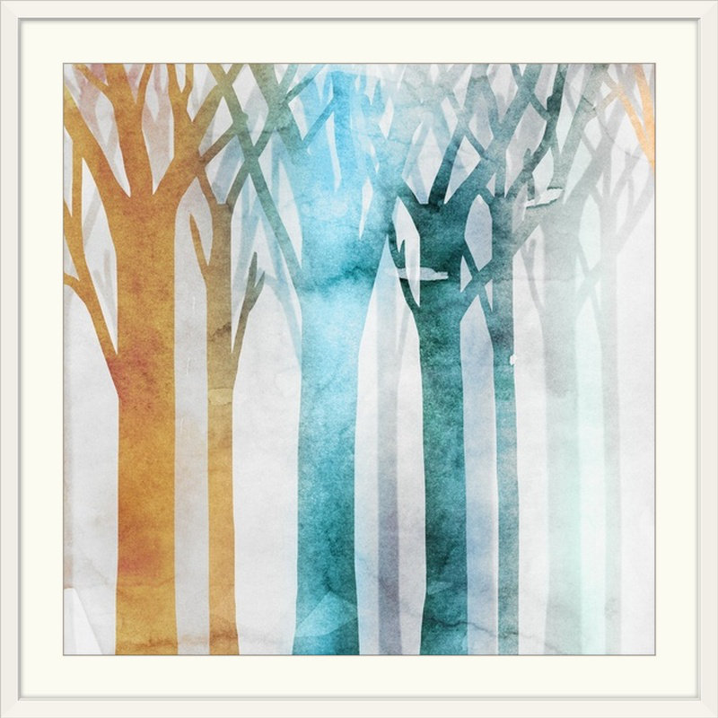 "iii" par edward selkirk, reproduction d’art Dancing Trees, Cadre blanc, H 20" x l 20" x P 1"