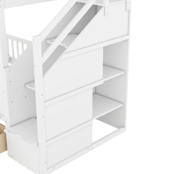 Latitude Run® White Twintwin Bunk Bed With Changeable Desk Feature ...