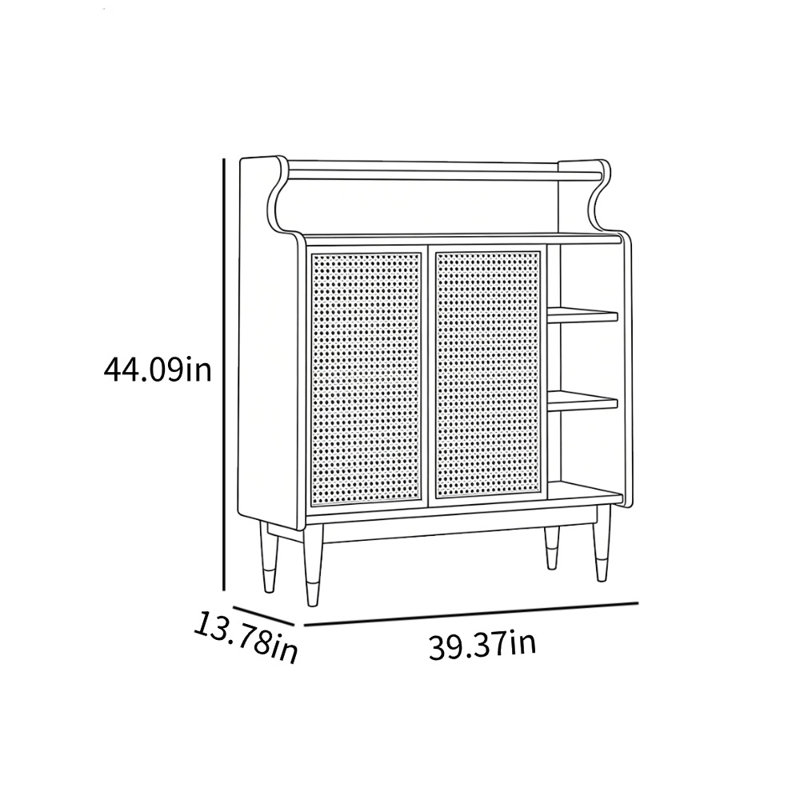 Round And Smooth Rattan Shoe Storage Cabinet, Walnut