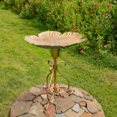 Curtner 28" Outdoor Garden Pedestal Bird Bath, for Patio Backyard Décor - Bronze