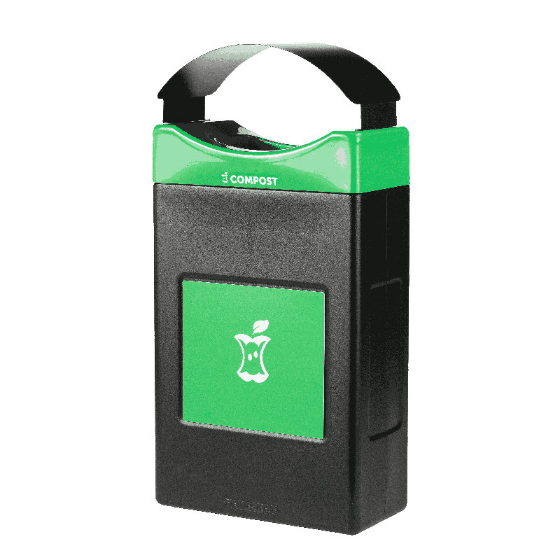Contenant à compost Avante de zone commerciale, unité peu profonde de 30 gallons avec couvercle de pavillon, doublure incluse