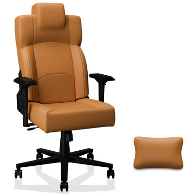 High Back Gaming Chair With Lumbar Support, , And Skin - Material Stable Integrated Metal Frame, Easy To Assemble For Adults In Home Yellow Pu Leather Flip Up Arms, Made Of Comfortable Suede, Base