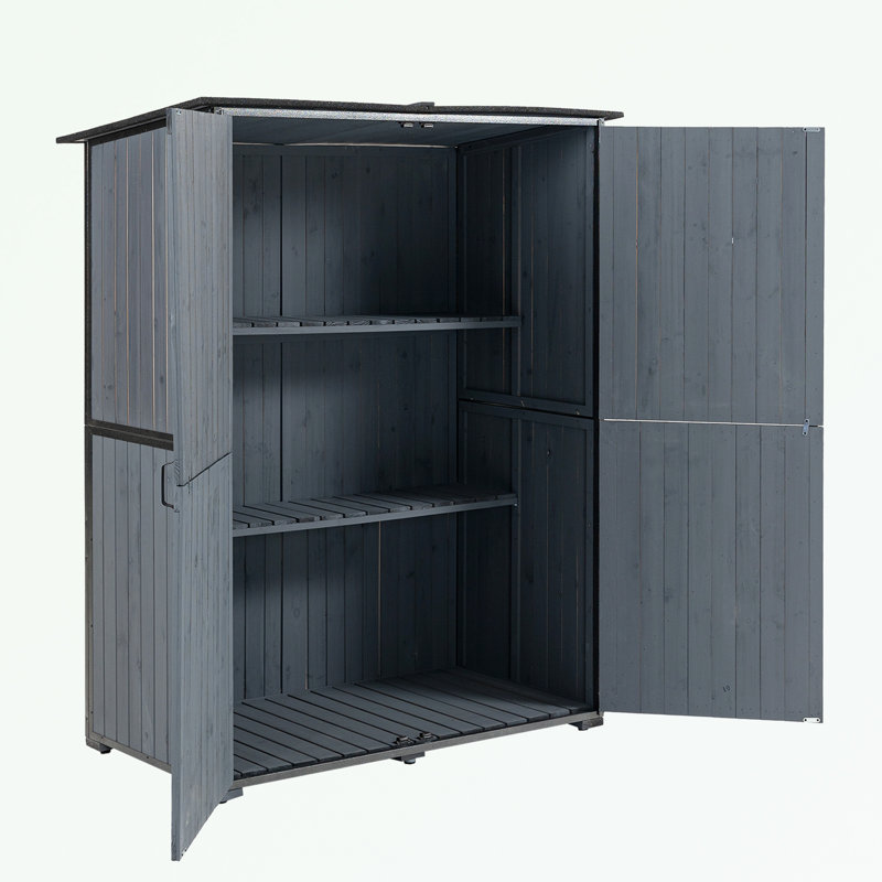 Outdoor Tool Shed with shelf and double doors, Blue/Gray, 68.9" H x 55.1" W x 29.1" D