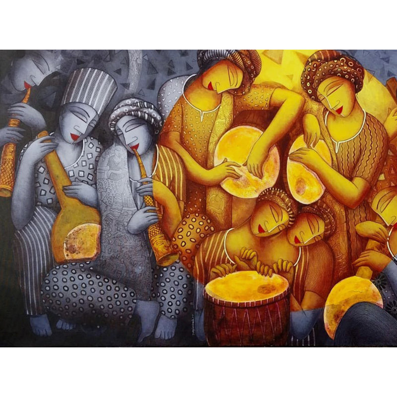 Dédicace de l'équipe musicale | Acrylique sur toile | Par Samir Sarkar