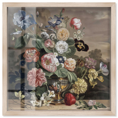 Art floral rétro classique avec vase en forme d'ombre, Art Remedy